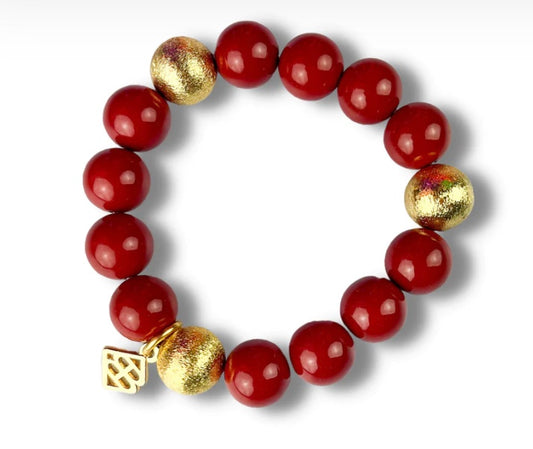 Brianna Beaded Bracelet - Red