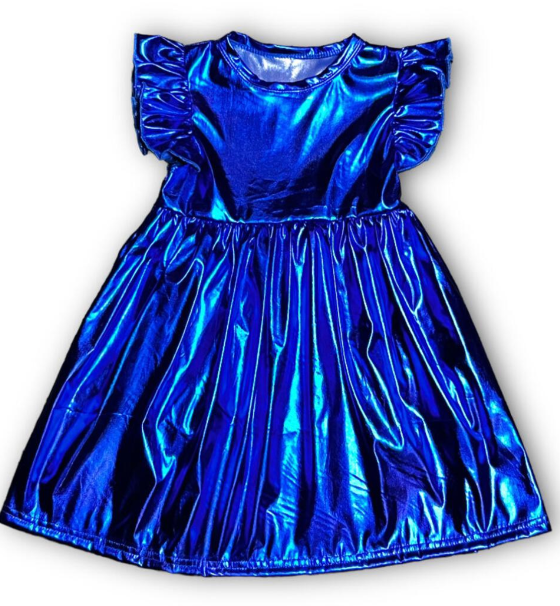 Fancy Metallic Blue Dress