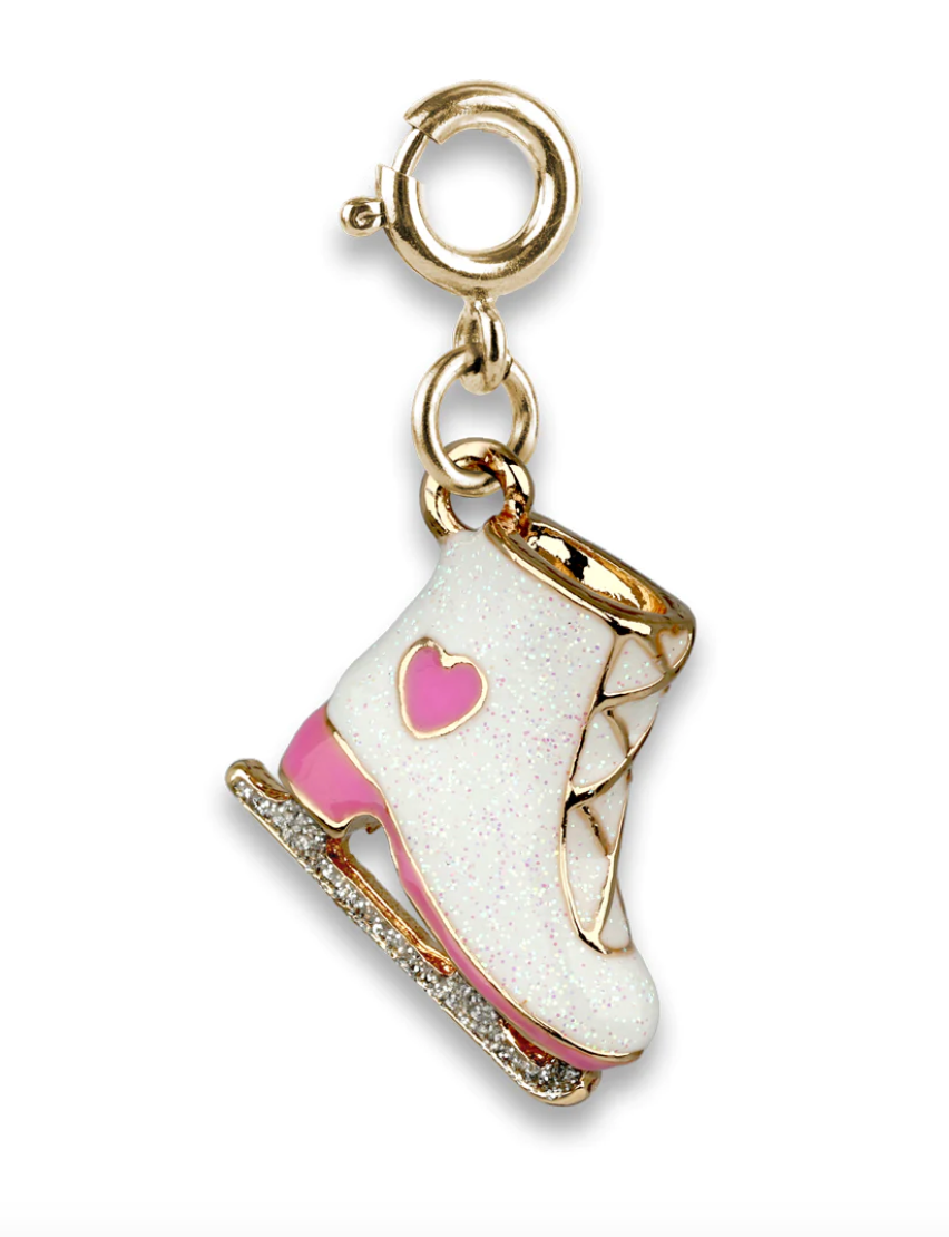 Gold Glitter Ice Skate Charm