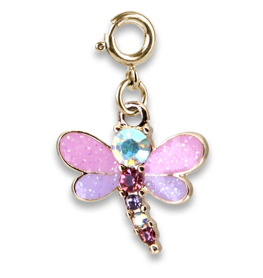 Gold Glitter Dragonfly Charm