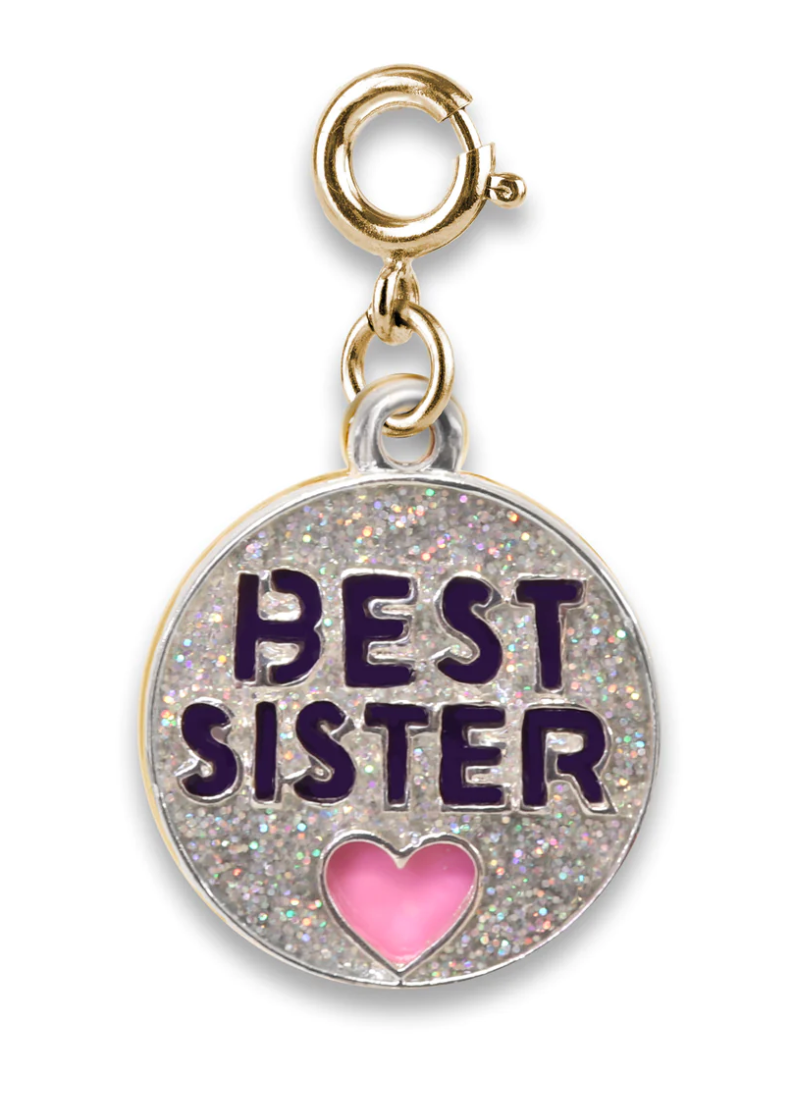 Gold Glitter Best Sister Charm