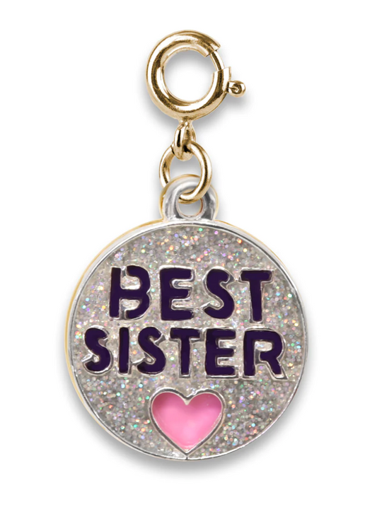 Gold Glitter Best Sister Charm