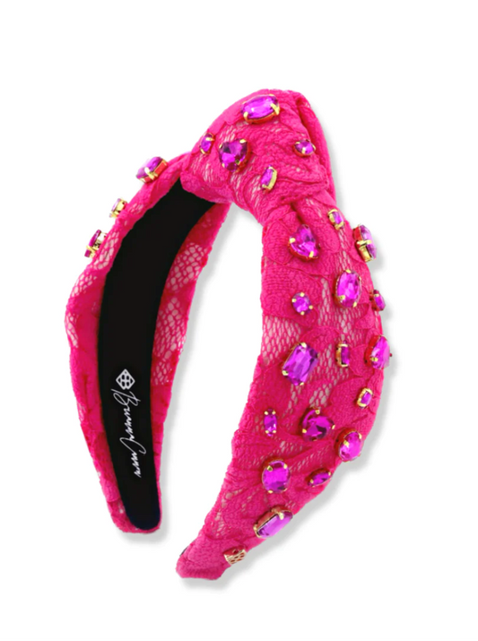 Hot Pink Lace Headband- Adult