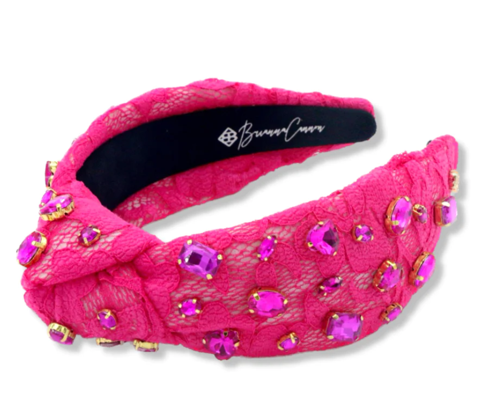 Hot Pink Lace Headband- Adult