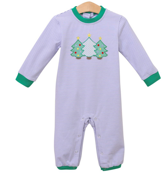 Blue Christmas Tree Romper