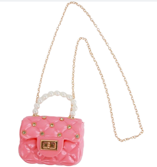 Rhinestone Peach Purse