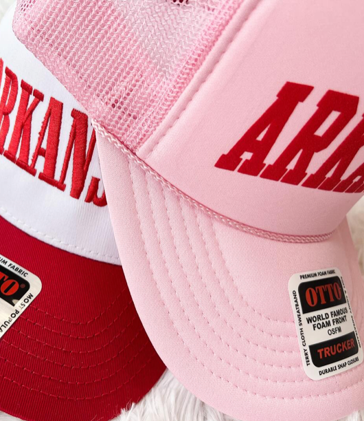 Pink Arkansas Trucker Hat